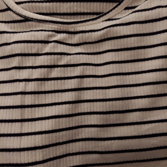 Kinship Black and White Striped Ribbed Bodysuit - Picture 3 of 7